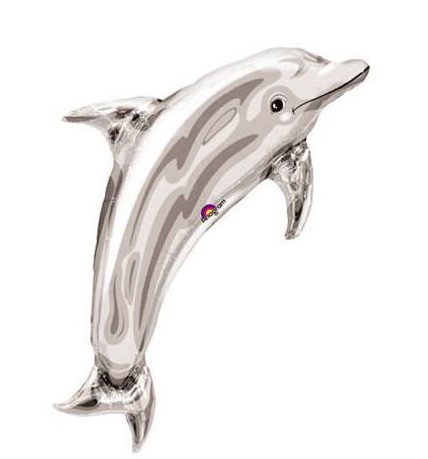 Silver Dolphin Super Shape Mylar Balloon